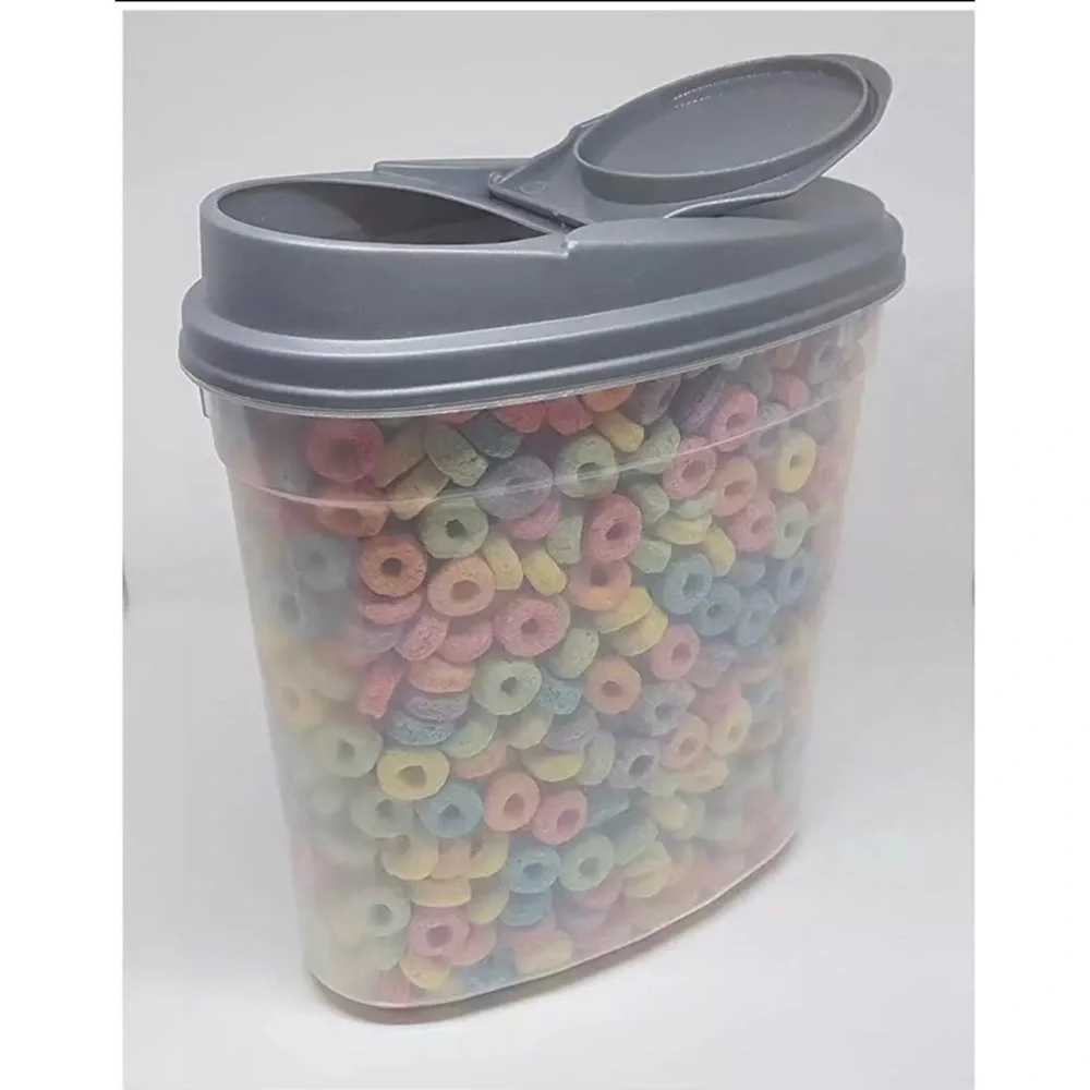 Cereal Keeper Dry Food OVAL Storage Dispenser Dishwasher Safe Lock Lid NEW